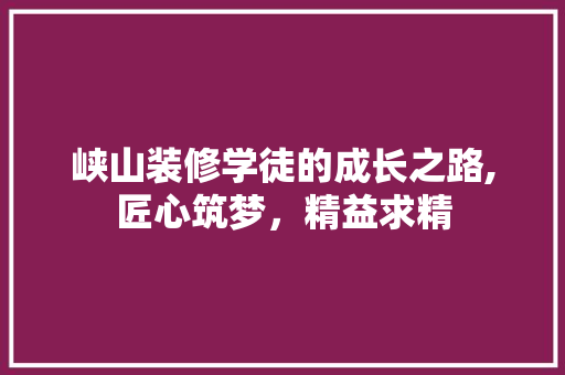峡山装修学徒的成长之路,匠心筑梦，精益求精 峡山装修学徒的成长之路,匠心筑梦，精益求精 综合便民