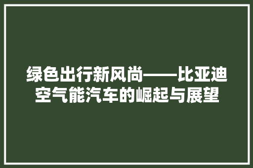 绿色出行新风尚——比亚迪空气能汽车的崛起与展望 墙体维修