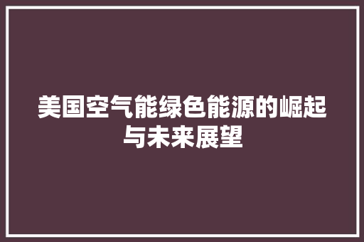 美国空气能绿色能源的崛起与未来展望 厨房维修