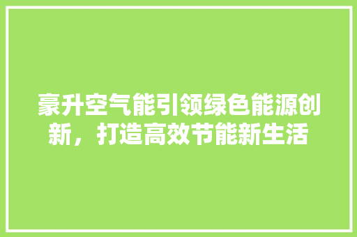 豪升空气能引领绿色能源创新，打造高效节能新生活 厨房维修