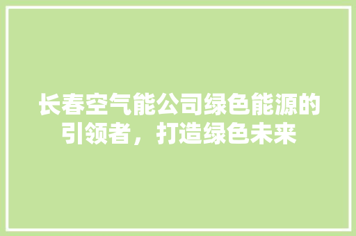 长春空气能公司绿色能源的引领者，打造绿色未来 汽车维修