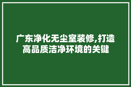 广东净化无尘室装修,打造高品质洁净环境的关键 广东净化无尘室装修,打造高品质洁净环境的关键 汽车维修