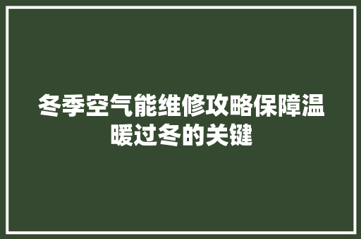 冬季空气能维修攻略保障温暖过冬的关键 墙体维修