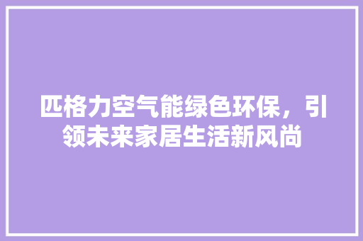 匹格力空气能绿色环保，引领未来家居生活新风尚 汽车维修