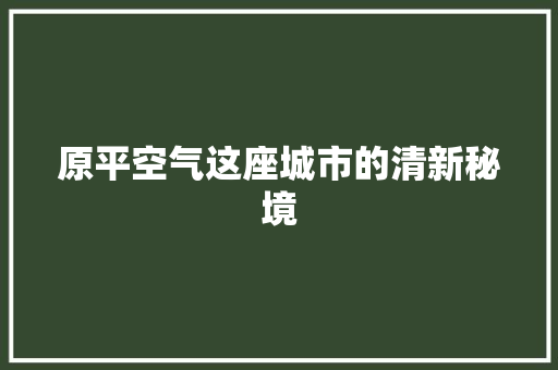 原平空气这座城市的清新秘境 汽车维修