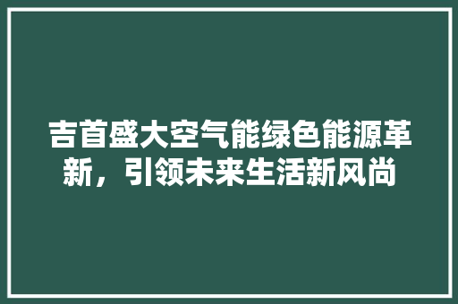 吉首盛大空气能绿色能源革新，引领未来生活新风尚 汽车维修