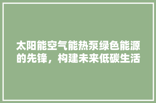 太阳能空气能热泵绿色能源的先锋，构建未来低碳生活 家电维修