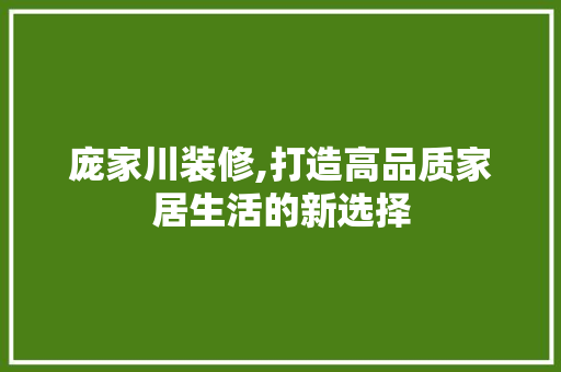 庞家川装修,打造高品质家居生活的新选择 庞家川装修,打造高品质家居生活的新选择 厨房维修