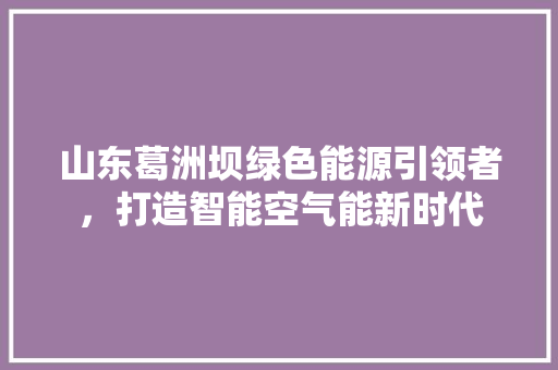 山东葛洲坝绿色能源引领者，打造智能空气能新时代 汽车维修