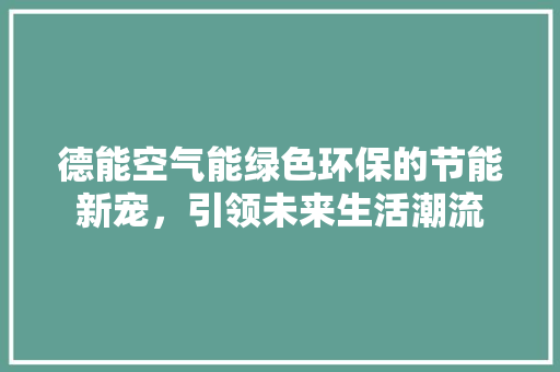 德能空气能绿色环保的节能新宠，引领未来生活潮流