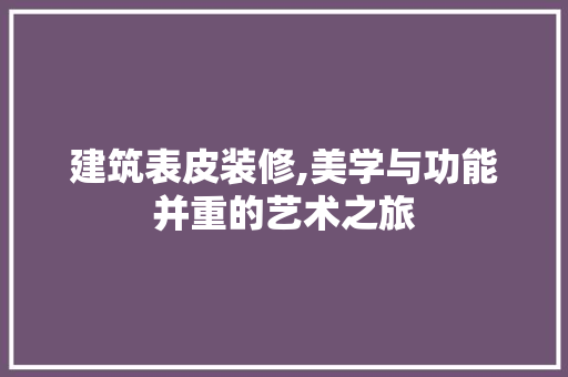 建筑表皮装修,美学与功能并重的艺术之旅 建筑表皮装修,美学与功能并重的艺术之旅 厨房维修