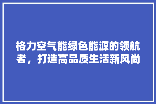 格力空气能绿色能源的领航者，打造高品质生活新风尚