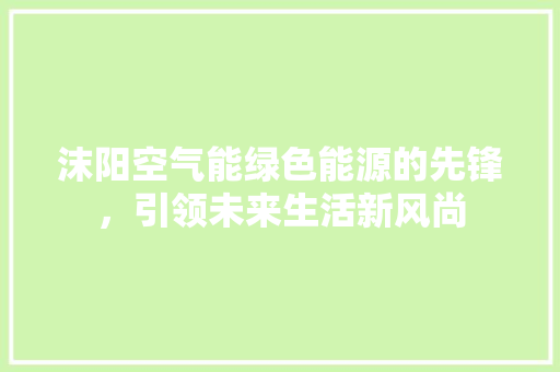 沫阳空气能绿色能源的先锋，引领未来生活新风尚 汽车维修