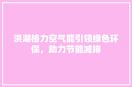 洪湖格力空气能引领绿色环保，助力节能减排