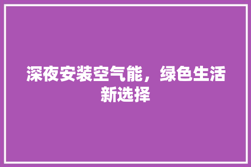 深夜安装空气能，绿色生活新选择 汽车维修