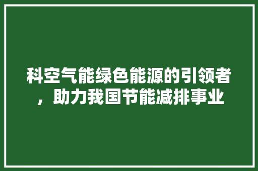 科空气能绿色能源的引领者，助力我国节能减排事业 厨房维修