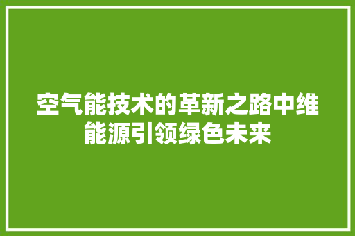 空气能技术的革新之路中维能源引领绿色未来 墙体维修