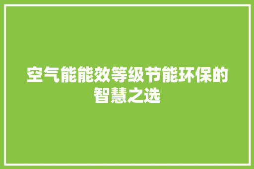 空气能能效等级节能环保的智慧之选 汽车维修