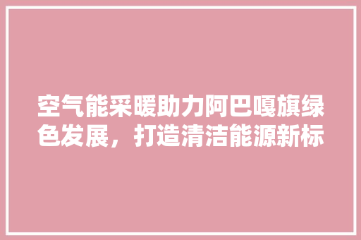 空气能采暖助力阿巴嘎旗绿色发展，打造清洁能源新标杆 汽车维修