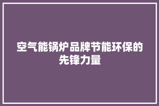 空气能锅炉品牌节能环保的先锋力量