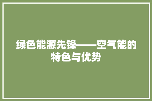 绿色能源先锋——空气能的特色与优势
