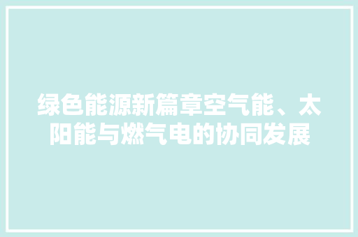 绿色能源新篇章空气能、太阳能与燃气电的协同发展 厨房维修
