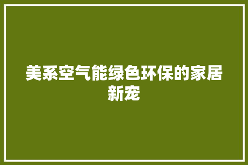 美系空气能绿色环保的家居新宠 综合便民