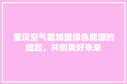 肇庆空气能加盟绿色能源的崛起，共创美好未来 综合便民