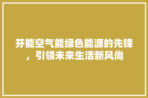 芬能空气能绿色能源的先锋，引领未来生活新风尚 家电维修