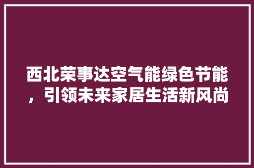 西北荣事达空气能绿色节能，引领未来家居生活新风尚