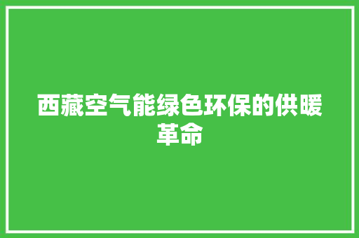 西藏空气能绿色环保的供暖革命