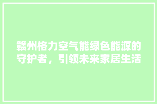 赣州格力空气能绿色能源的守护者，引领未来家居生活新风尚 家电维修