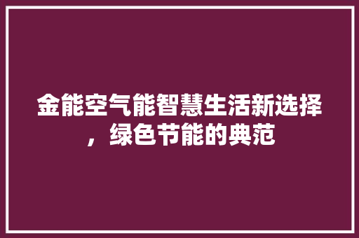 金能空气能智慧生活新选择，绿色节能的典范 厨房维修