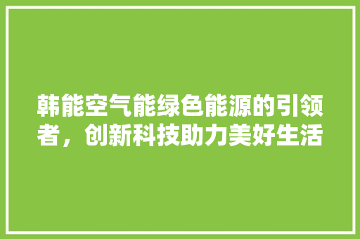 韩能空气能绿色能源的引领者，创新科技助力美好生活 厨房维修