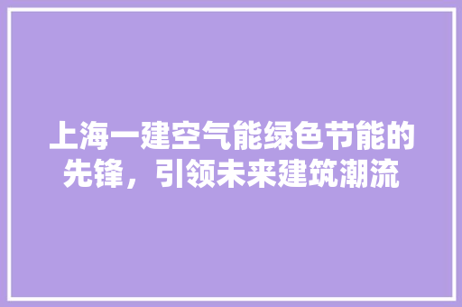 上海一建空气能绿色节能的先锋，引领未来建筑潮流 家电维修