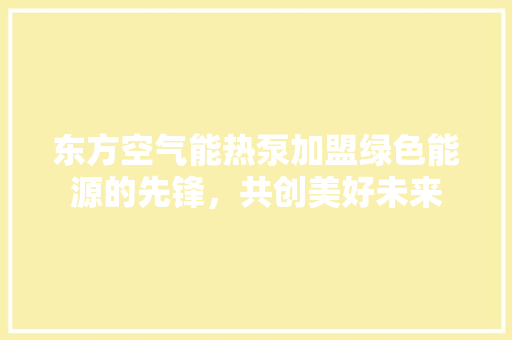 东方空气能热泵加盟绿色能源的先锋，共创美好未来