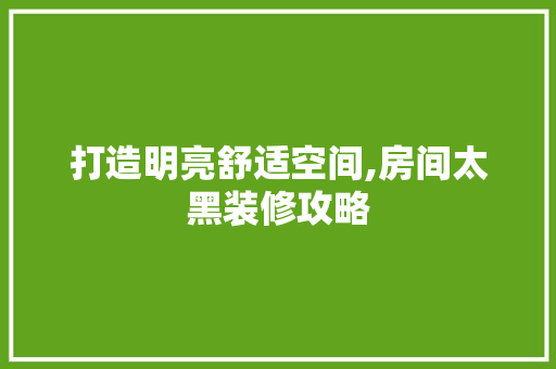 打造明亮舒适空间,房间太黑装修攻略 打造明亮舒适空间,房间太黑装修攻略 厨房维修