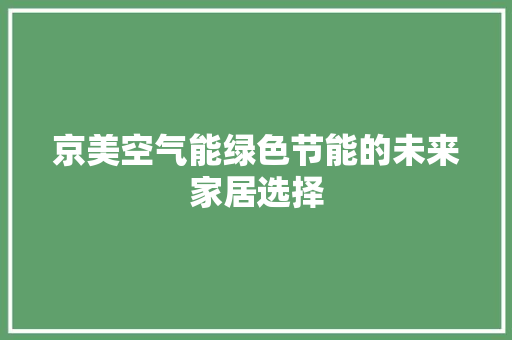 京美空气能绿色节能的未来家居选择