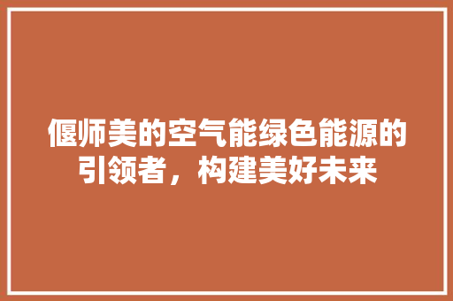 偃师美的空气能绿色能源的引领者，构建美好未来