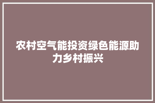 农村空气能投资绿色能源助力乡村振兴 厨房维修