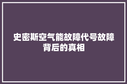 史密斯空气能故障代号故障背后的真相 厨房维修