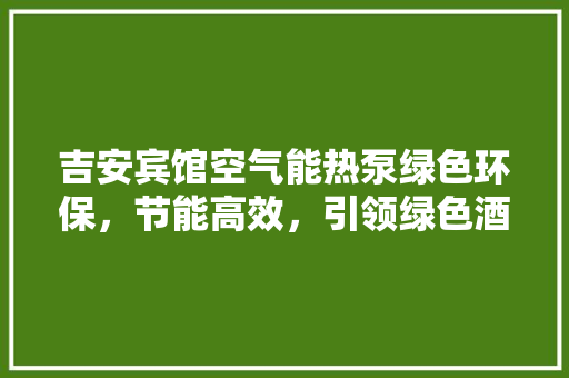 吉安宾馆空气能热泵绿色环保，节能高效，引领绿色酒店新风尚 家电维修