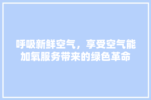 呼吸新鲜空气，享受空气能加氧服务带来的绿色革命 家电维修