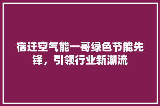 宿迁空气能一哥绿色节能先锋，引领行业新潮流