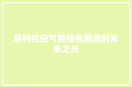 尼特拉空气能绿色能源的未来之光