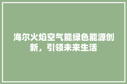 海尔火焰空气能绿色能源创新，引领未来生活
