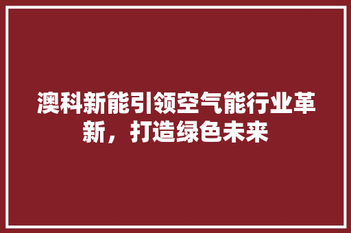 澳科新能引领空气能行业革新，打造绿色未来 厨房维修