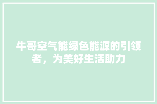 牛哥空气能绿色能源的引领者，为美好生活助力