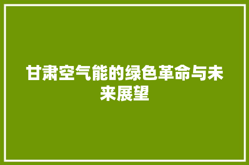 甘肃空气能的绿色革命与未来展望 家电维修
