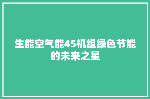 生能空气能45机组绿色节能的未来之星 汽车维修